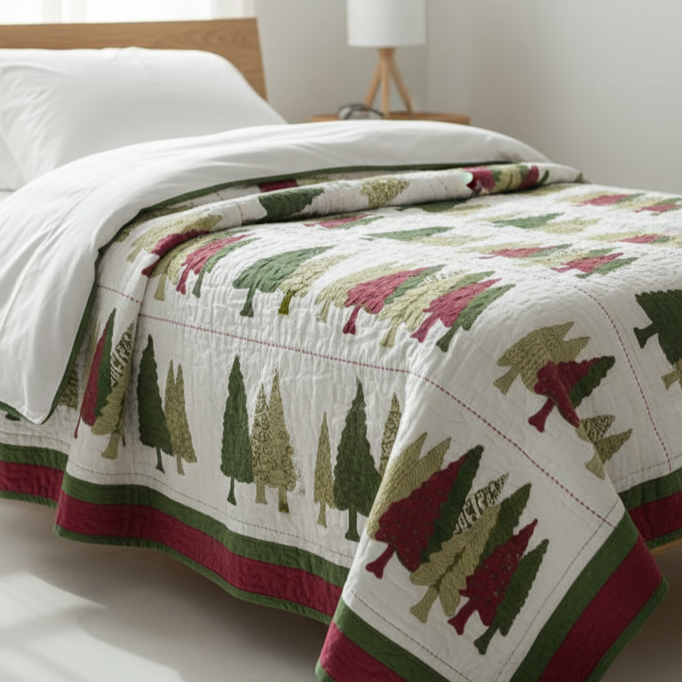 Christmas Tree Quilt for Single Bed